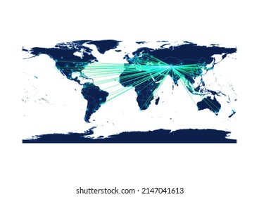 Mapa de vectores de Tayikistán sobre fondo blanco adecuado para tecnología, innovación o conceptos de exportación. El archivo es adecuado para la edición digital y las impresiones de gran tamaño.