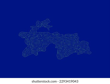Vector Tajikistan map for technology or innovation or it concepts. Minimalist country border filled with 1s and 0s. File is suitable for digital editing and prints of all sizes.