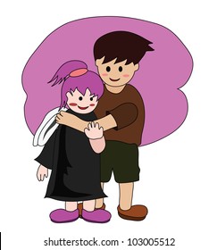 Vector - Take care.I will protect you.