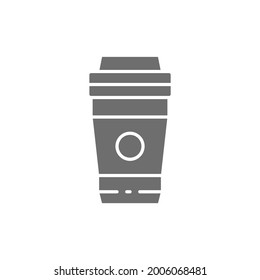Vector take-away drink, coffee, tea grey icon.