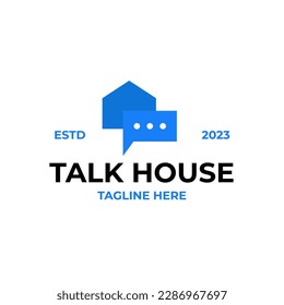 Vector talk or chat house logo design concept illustration idea