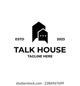 Vector talk or chat house logo design concept illustration idea