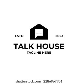 Vector talk or chat house logo design concept illustration idea