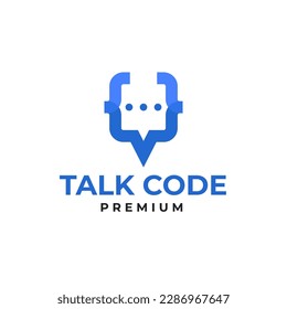 Vector talk code logo design concept illustration idea