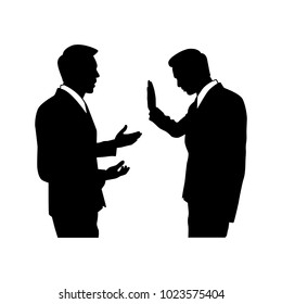 The vector of talking businessman in silhouette style isolated on white background. Symbol for your web site design, logo, app, UI. Vector illustration, EPS