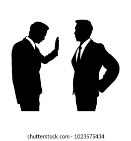 The vector of talking businessman in silhouette style isolated on white background. Symbol for your web site design, logo, app, UI. Vector illustration, EPS