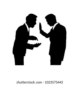 The vector of talking businessman in silhouette style isolated on white background. Symbol for your web site design, logo, app, UI. Vector illustration, EPS