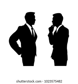 The vector of talking businessman in silhouette style isolated on white background. Symbol for your web site design, logo, app, UI. Vector illustration, EPS