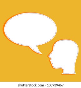vector talking head with speech bubble