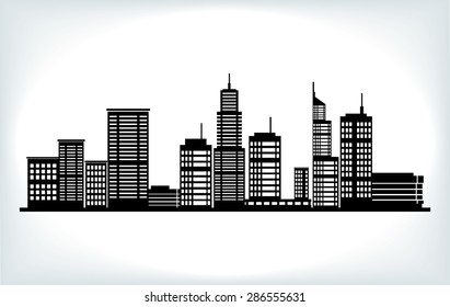 vector tall building silhouette background