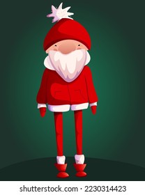 Vector tall fashion Santa Claus in thin red pants with a beard.