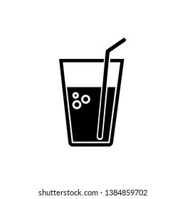 Vector tall glass with bubbles. Useful for soda, mineral water and other carbonated beverages. Great for logos and drink menu design for your cafe or website. - Vector 