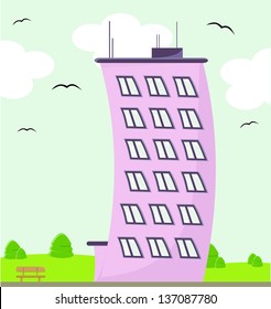 Vector tall house (prefab) with surroundings