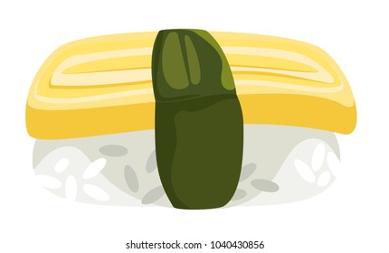 Vector tamago egg nigari with rice, egg nigari, on a transparent background