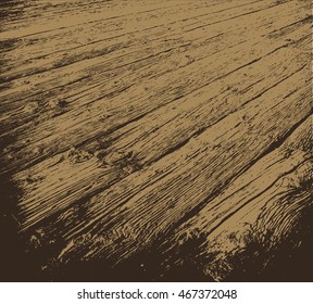 Vector Tan Brown Rustic Rough Wooden Floor Planks with Cracks and Splintered Wood Arranged with Diagonal Lines