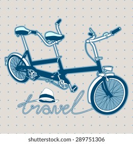 Vector tandem bicycle with travel and hat