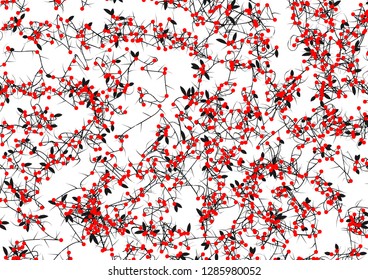 Vector tangled branches with berries. Elements of design in japan style
