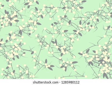 Vector tangled branches with berries. Elements of design in japan style