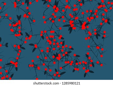 Vector tangled branches with berries. Elements of design in japan style