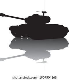 Vector Tank Silhouette With Reflection