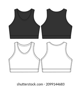 Vectortank Top Crop Top Schwarz und Weiß Leeves Streetwear Illustration Design Kommerzielle Nutzung