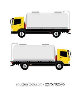 vector tank truck car. carrier of water and oil. illustration concept