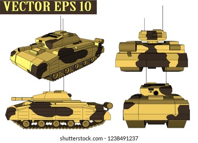Vector, tank of warrior soldiers, for war 3D