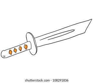 Vector Tanto knife is isolated on a white background