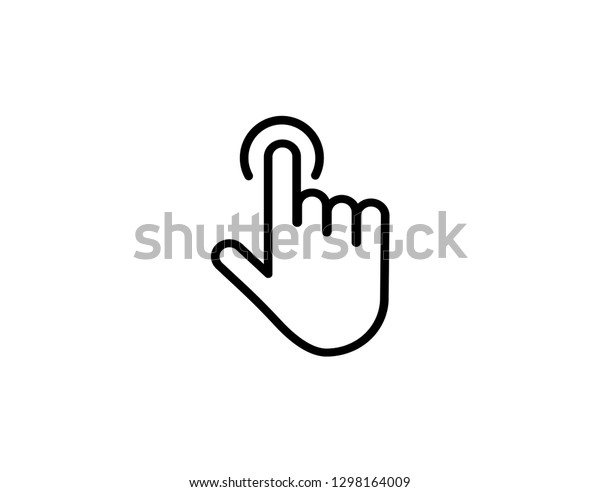 vector tap hand icon. click here,\
finger, touch, pointer, cursor, mouse symbol - Vector\
