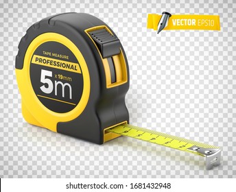 Vector tape measure on transparent background