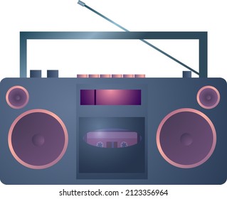 Vector tape recorder from the 90s with radio isolated on a white background