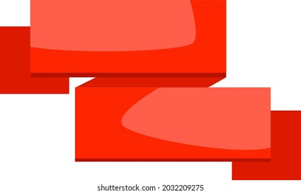 Vector tape, with right angles, bright red color. Ribbon elements on a white background.