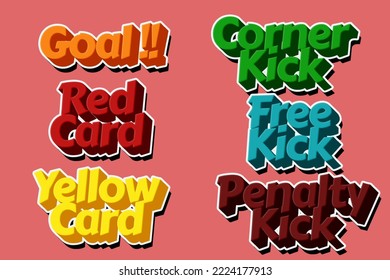 Vector Taplate Text Goal ,Red Car ,Yellow Card,Corner Kick ,Free Kick ,penalty Kick