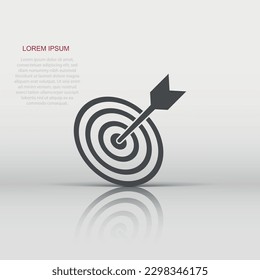 Vector target aim icon in flat style. Darts game sign illustration pictogram. Success business concept.