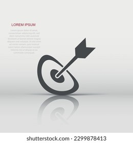 Vector target aim icon in flat style. Darts game sign illustration pictogram. Success business concept.