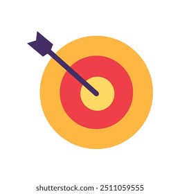 Vector objetivo con una flecha en un colorido estilo plano. Logro, concurso y símbolo de éxito. El ícono es adecuado para Diseño web, tienda en línea, impresión y publicaciones en redes sociales