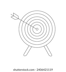 Vector target with arrow continuous one line drawing illustration isolated on white background.