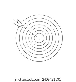Vector target with arrow continuous one line drawing illustration isolated on white background.