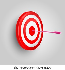 Vector Target and Arrow. Arrow hitting target. Business concept. Hit the bull's-eye