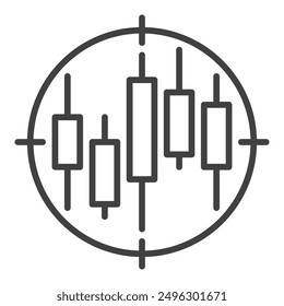 Vector Target with Candlestick Chart concept outline icon or design element