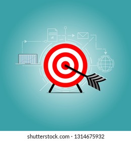 The Vector target face and arrow of plan and flow chart work about business. For represents a commitment to the goal.