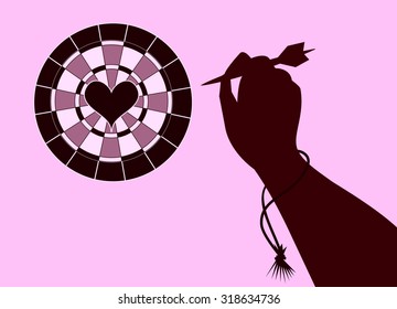Vector target and hand holding a dart. 