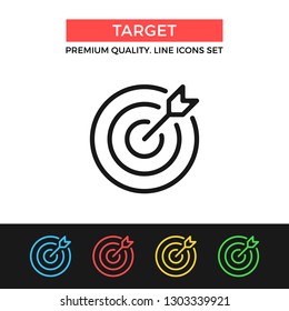Vector target icon. Target and arrow. Premium quality graphic design. Modern signs, outline symbols collection, simple thin line icons set for websites, web design, mobile app, infographics