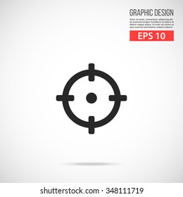 Vector target icon. Black icon pictogram. Modern flat design vector illustration, quality concept for web banner, web and mobile applications, infographics. Vector icon isolated on gradient background