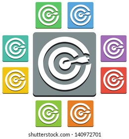 Vector target icons - 'almost flat' style - 9 colors