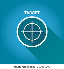 vector target icons .  vector flat white target on blue background. design element for web and logo design