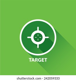 vector target icons . vector flat white target on green background. design element for web and logo design