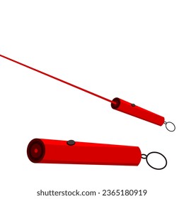 Vector target light illustration design in red color with ray isolated on white background.