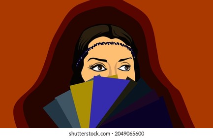 vector tarot card fortune teller illustration