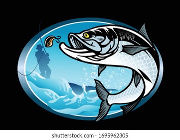 vector of tarpon fishing shirt design